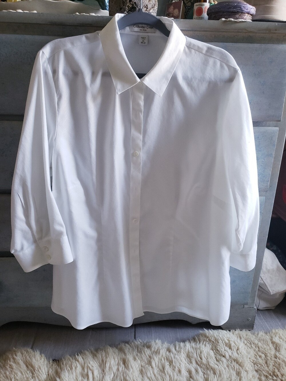 Coldwater Creek White No Iron 100% Cotton Button Down Shirt 2X